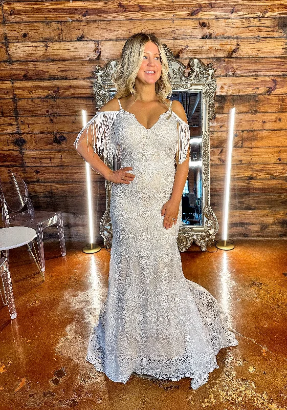 Polka - dot wedding dress for a fun touchCami Wedding Dress