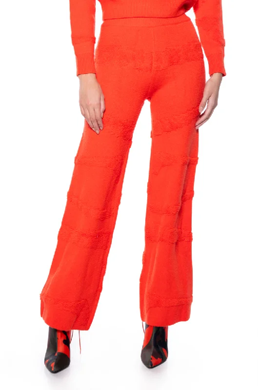 Skinny leather pants for women for a trendy lookCARISSA COZY KNIT WIDE LEG PANT IN ORANGE