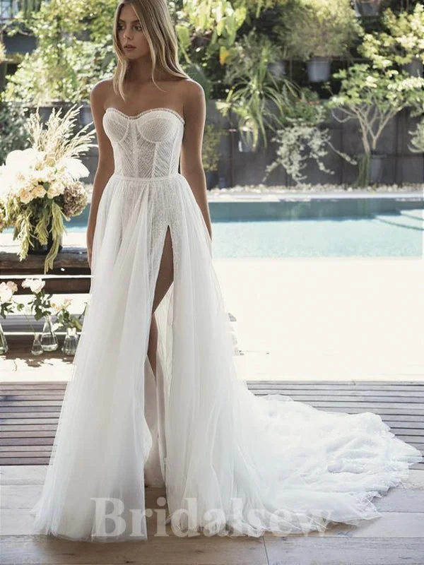 Contemporary geometric - print wedding dressCharming Elegant Best Vintage Dream Beach Slit Long Wedding Dresses, Bridal Gown WD463 Contemporary geometric - print wedding dressCharming Elegant Best Vintage Dream Beach Slit Long Wedding Dresses, Bridal Gown WD463