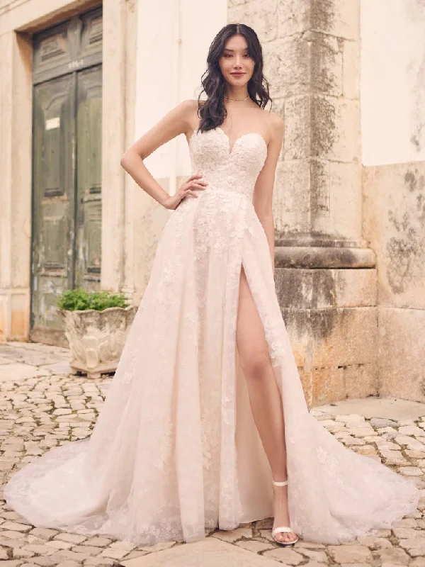 Formal satin wedding dress with a long trainChelsea