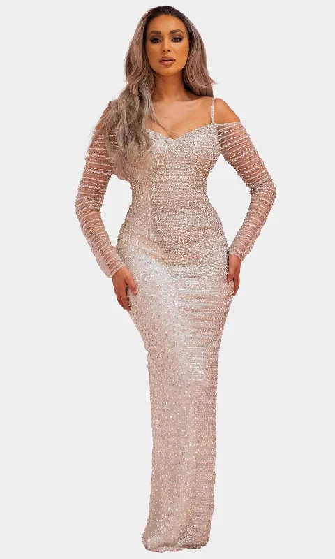 High Neck Wedding Dresses with Sheer Sleeves for a Modest LookChic and Holland BR1982 - V-Neck Bridal Gown With Slit High Neck Wedding Dresses with Sheer Sleeves for a Modest LookChic and Holland BR1982 - V-Neck Bridal Gown With Slit