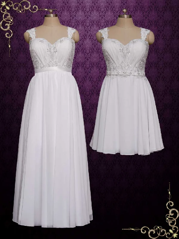 Tiered - skirt wedding dress for a voluminous lookChiffon Convertible Wedding Dress SHA Tiered - skirt wedding dress for a voluminous lookChiffon Convertible Wedding Dress SHA