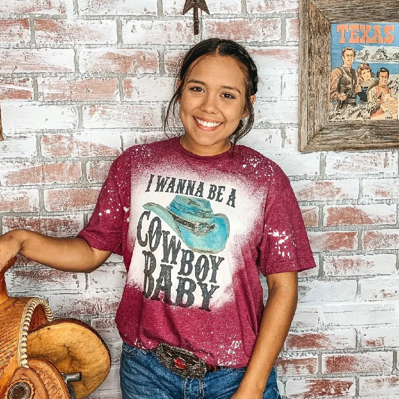 Women's T - shirt with a flapped pocketCowboy Baby Bleached Tee