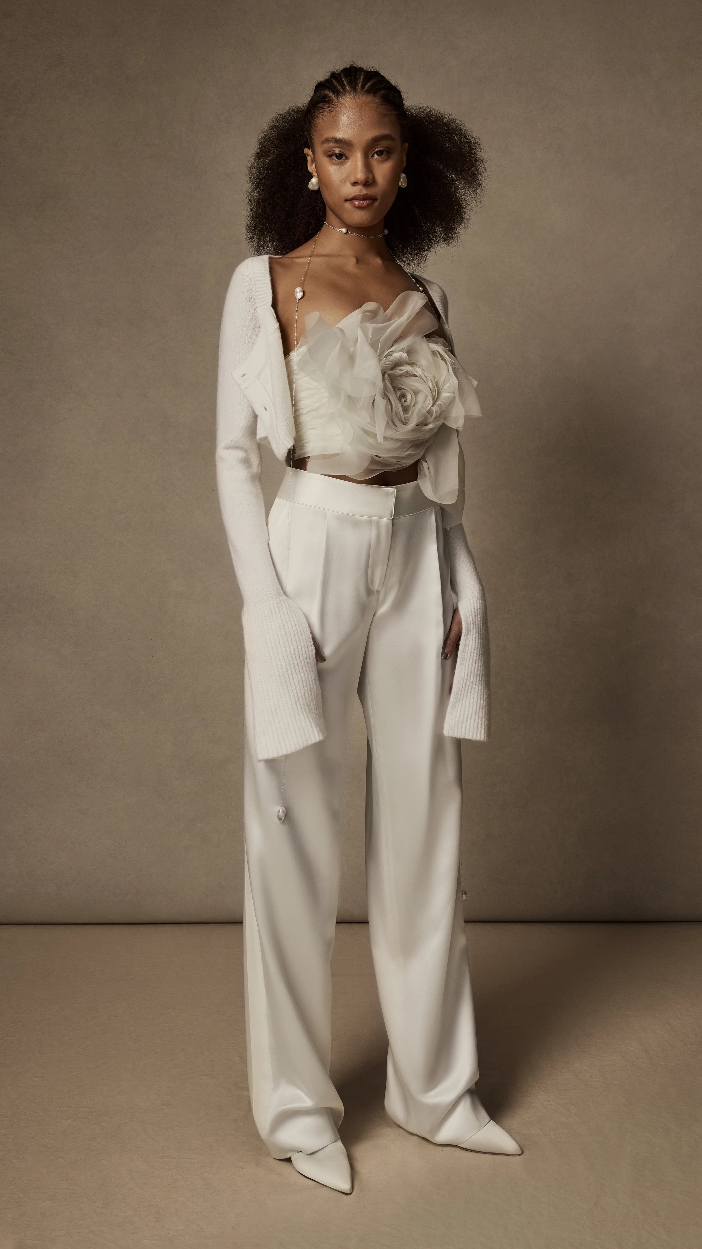 Church - suitable long - sleeved wedding dressMiriam Silk Wool Pant