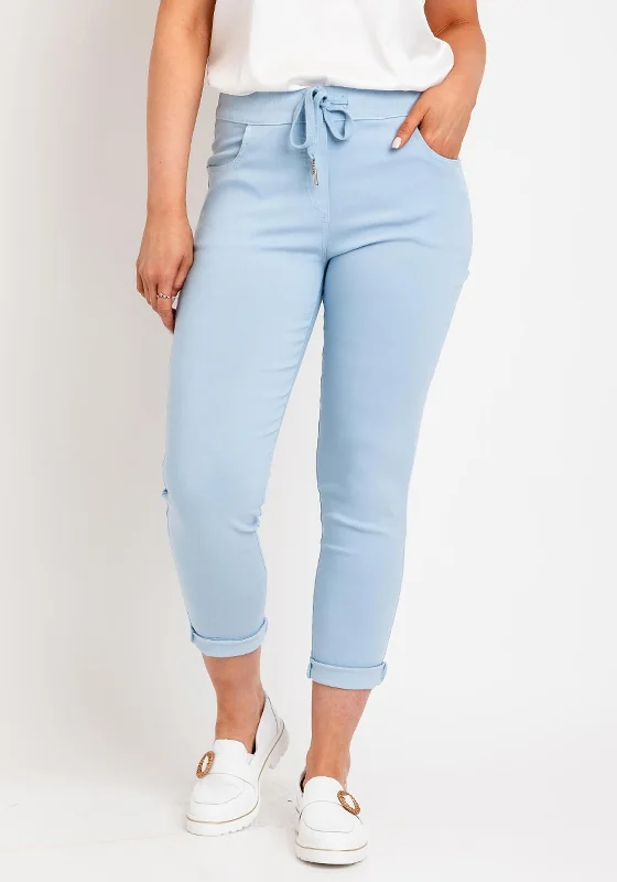 Corduroy pants for women in winterD.e.c.k By Decollage Drawstring Waist Slim Leg Trousers, Sky