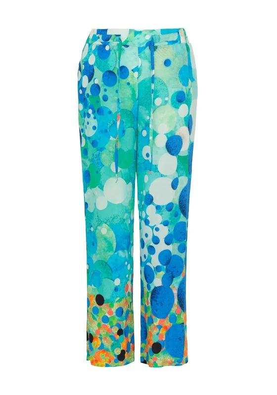 High waisted cargo wide leg pants for women in a practical and stylish styleDolcezza Fish Mosaic Wide Leg Trousers, Blue