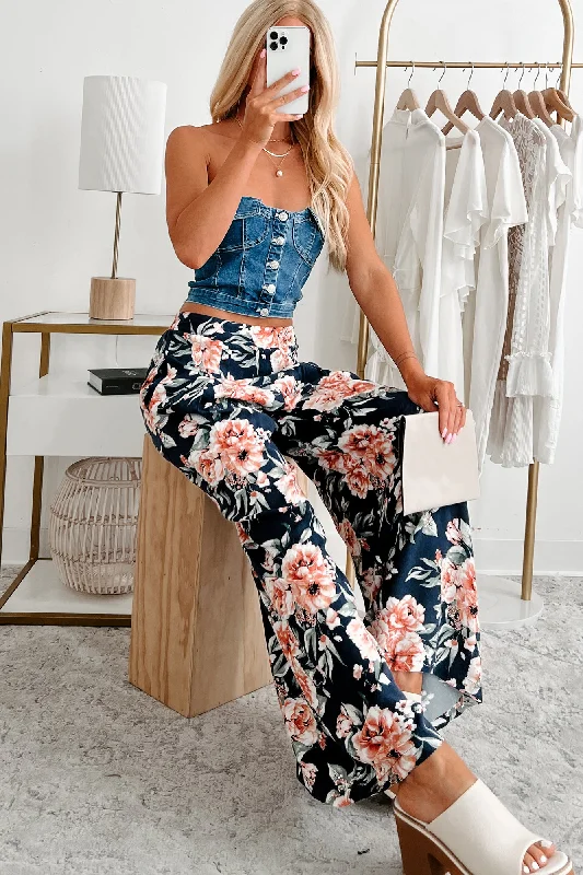 Flared pants for women to flatter the figureDropping The Games Floral Wide Leg Pants (Navy) Flared pants for women to flatter the figureDropping The Games Floral Wide Leg Pants (Navy)