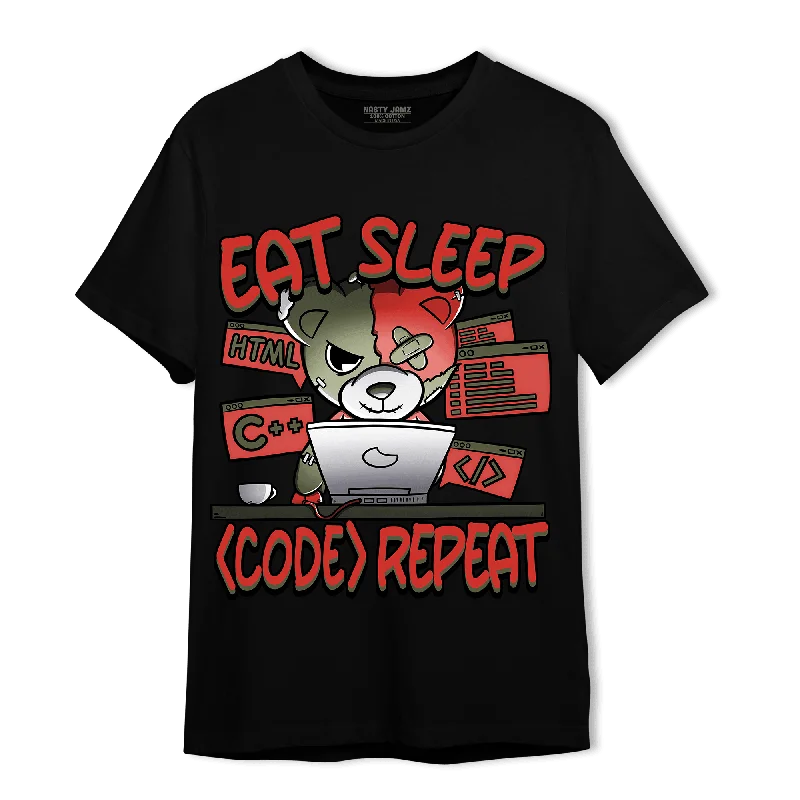 Color - blocked women's T - shirt for a bold statementNastyJamz Dunk Low Mystic Red T Shirt Match Eat Sleep Code BER