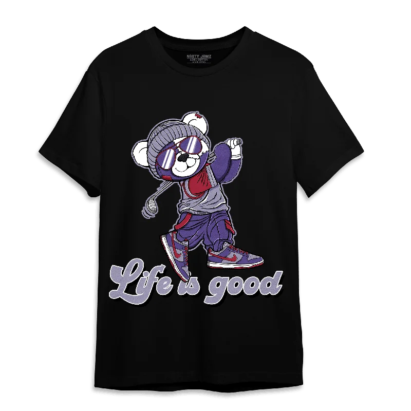 Women's T - shirt with a color - changing effect in different lightsNastyJamz Dunk Low Plum T Shirt Match BER Like Golf