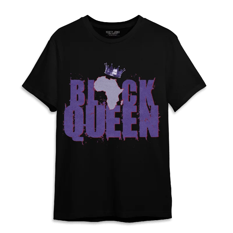 Women's T - shirt with a metallic - colored buttonNastyJamz Dunk Low Plum T Shirt Match Black Queen Crown