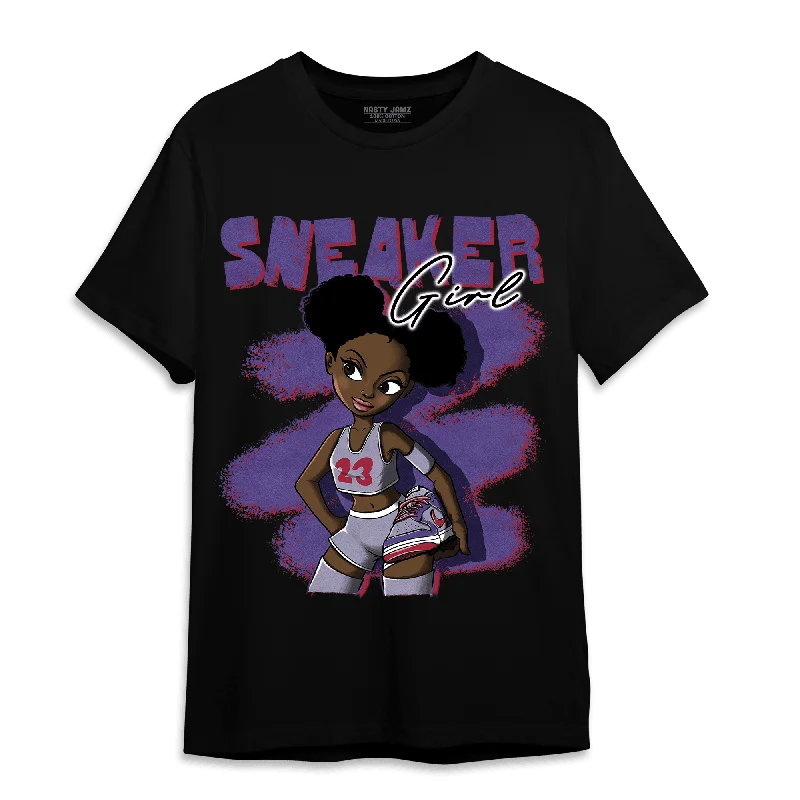 Women's T - shirt with a patch pocket and a button - down frontNastyJamz Dunk Low Plum T Shirt Match Black Sneaker Girl
