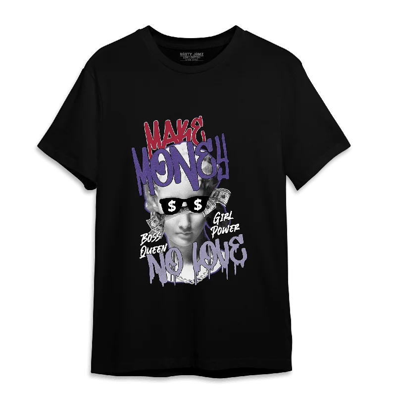 Printed women's T - shirt with a vintage - inspired floral patternNastyJamz Dunk Low Plum T Shirt Match Make Money No Love