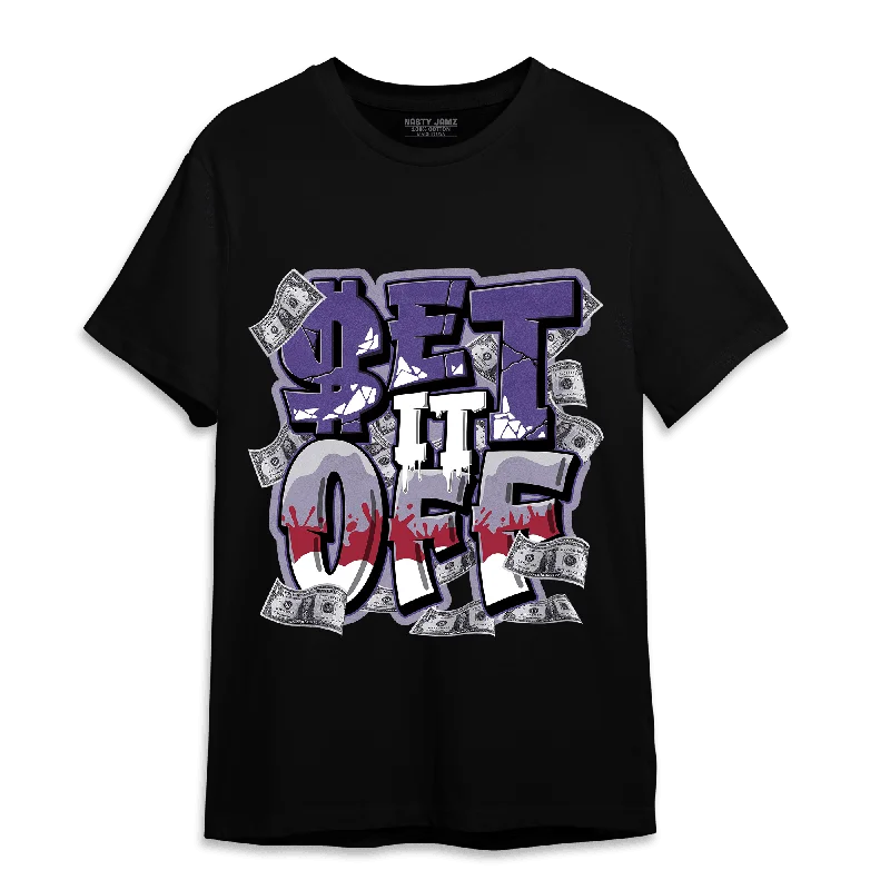 Women's T - shirt with a cropped and fitted bodice and a flared skirtNastyJamz Dunk Low Plum T Shirt Match Money Set It Off