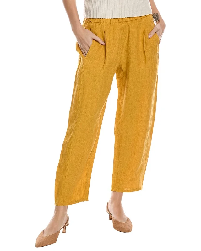 Floral print wide leg dress pants for women in a fresh and formal styleEILEEN FISHER Cropped Lantern Linen Pant