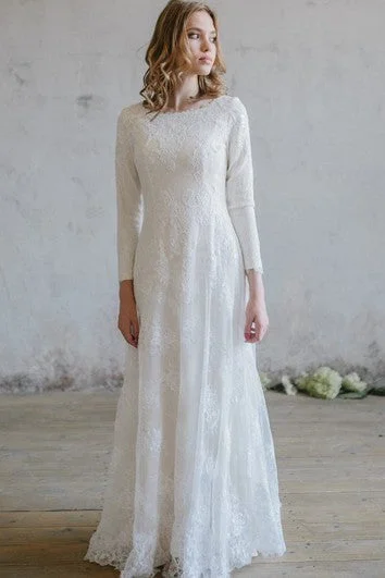Multicultural - inspired wedding dressElegant Lace Scoop Neckline 3/4 Sleeve Wedding Dress Multicultural - inspired wedding dressElegant Lace Scoop Neckline 3/4 Sleeve Wedding Dress