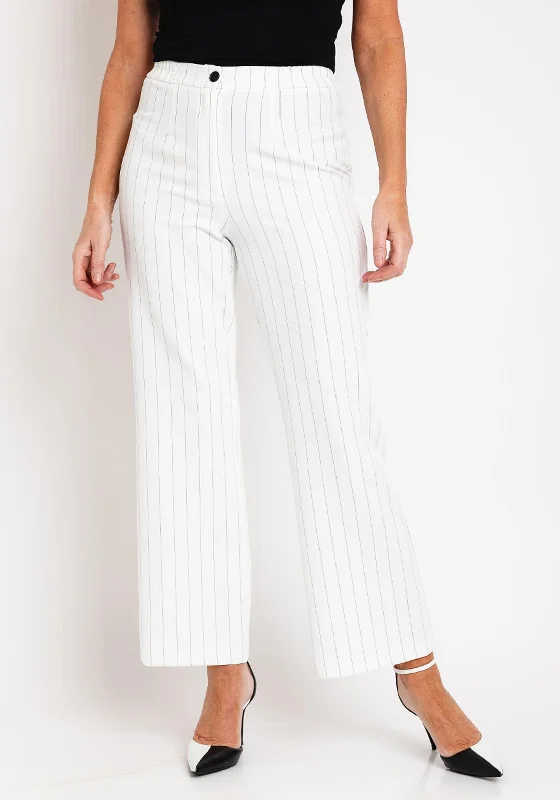 Bootcut pants for women to pair with bootsElla Boo Pinstripe Wide Leg Trousers, White