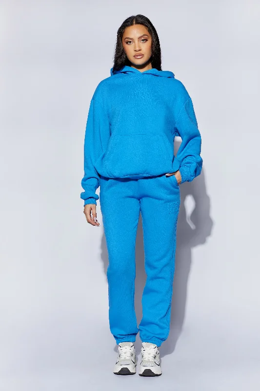 Ripped boyfriend jeans for women in a casual and cool styleEmery Embossed Fleeceback Joggers - Blue Ripped boyfriend jeans for women in a casual and cool styleEmery Embossed Fleeceback Joggers - Blue