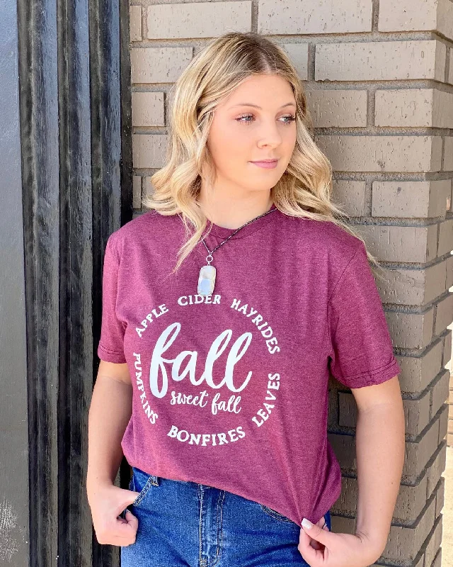 Ruffled women's T - shirt for a feminine touchFall Sweet Fall Tee