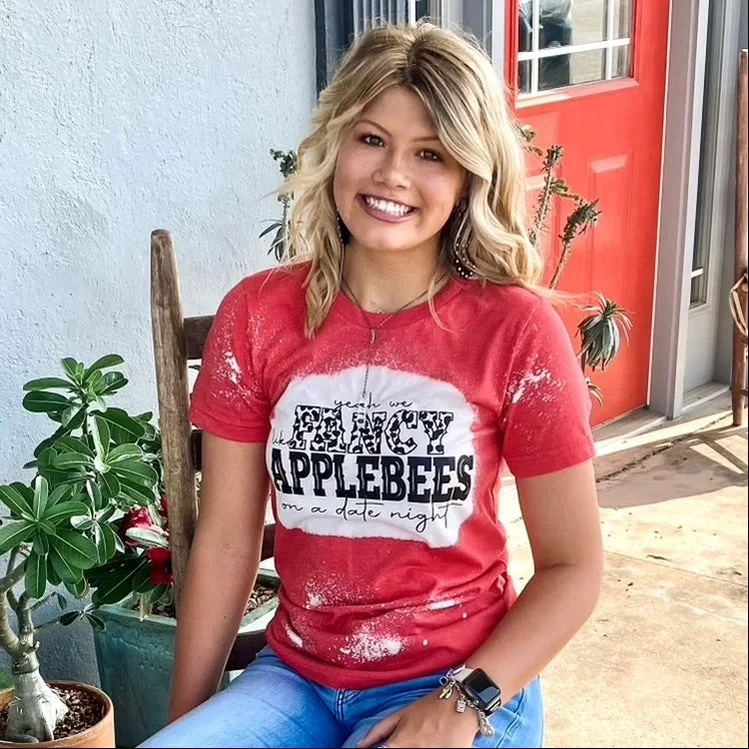 Women's lace - trimmed T - shirt for a delicate lookFancy Like Applebees Tee