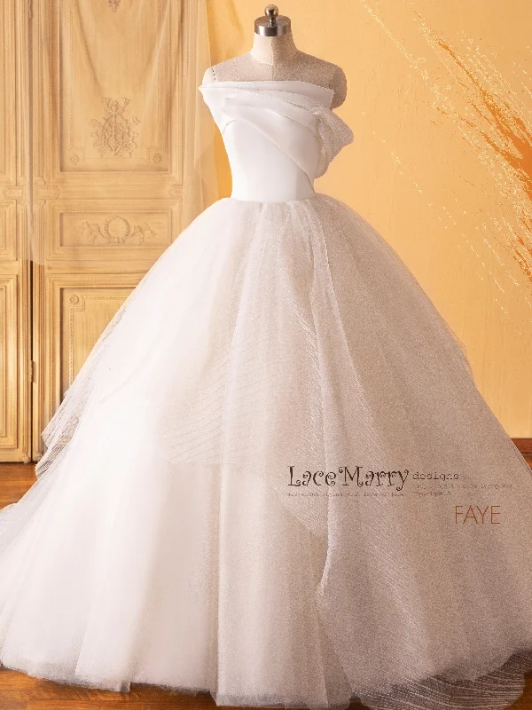 Dainty beaded wedding dress for a glamorous lookFAYE / Ballgown Wedding Dress with Strapless Folded Neckline Design Dainty beaded wedding dress for a glamorous lookFAYE / Ballgown Wedding Dress with Strapless Folded Neckline Design