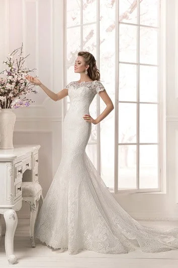 Beach - appropriate short wedding dressFloor Length Short Sleeve Lace Applique Sheath Dress Beach - appropriate short wedding dressFloor Length Short Sleeve Lace Applique Sheath Dress