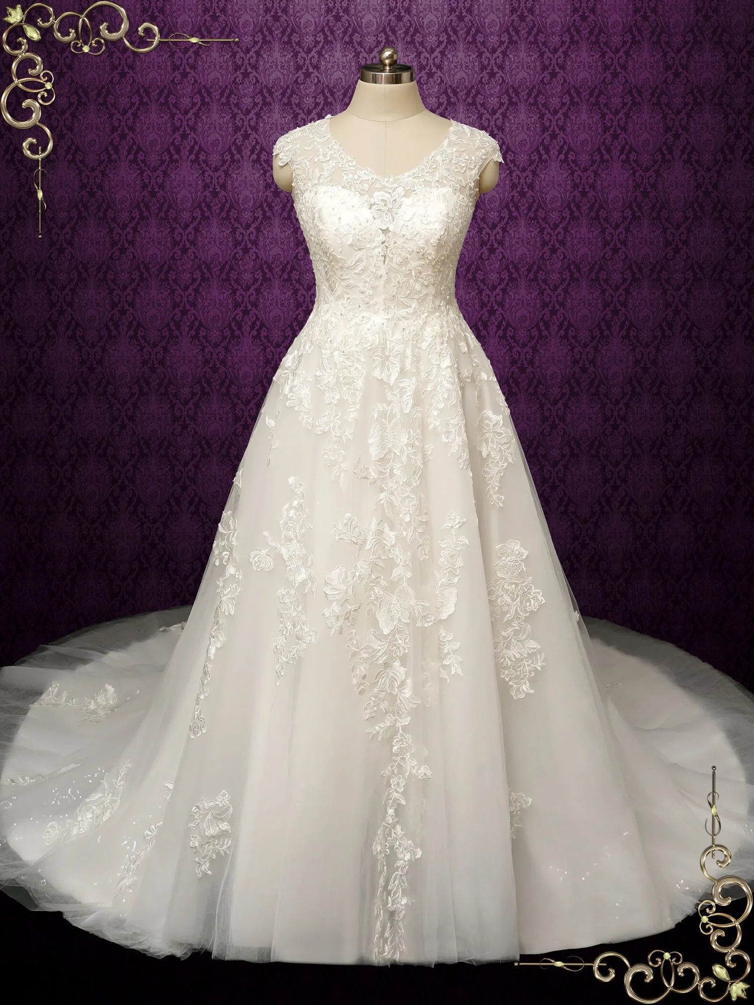 Evening - ready ball gown wedding dressFloral Lace A-Line Wedding Dress KEISHA