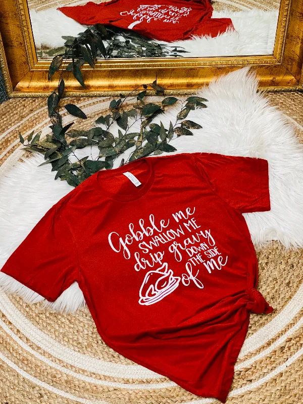 Fuzzy women's T - shirt with a fur - like textureGobble Me Tee
