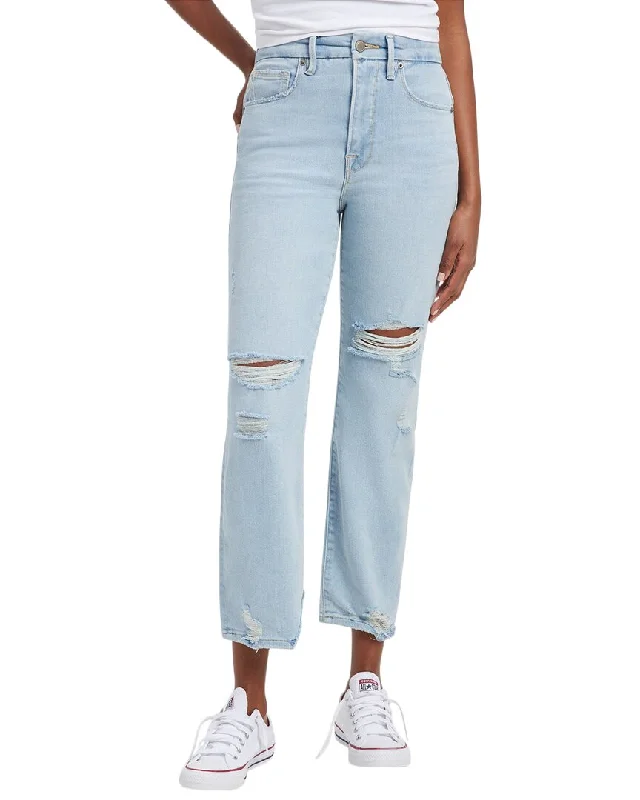 Cuffed straight leg pants for women in a neat lookGOOD AMERICAN GOOD ICON STRAIGHT WITH RIPS Cuffed straight leg pants for women in a neat lookGOOD AMERICAN GOOD ICON STRAIGHT WITH RIPS