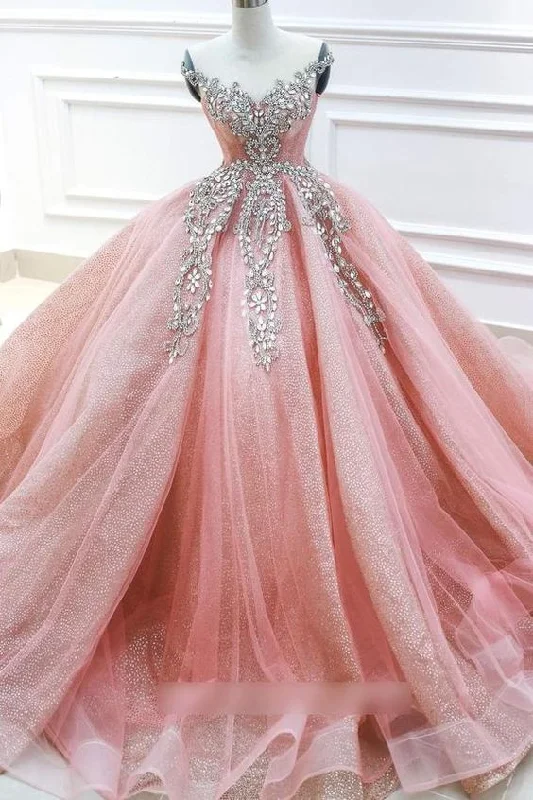Modest - style wedding dress for a conservative brideGorgeous pink lace beaded princess dream wedding dress prom dress cg16132 Modest - style wedding dress for a conservative brideGorgeous pink lace beaded princess dream wedding dress prom dress cg16132