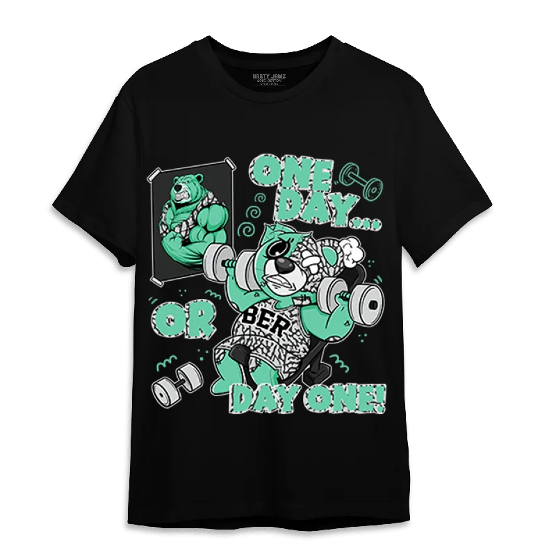 Women's T - shirt with a metallic - colored yarn and a ribbed textureNastyJamz Green Glow 3s T Shirt Match BER Gymmer