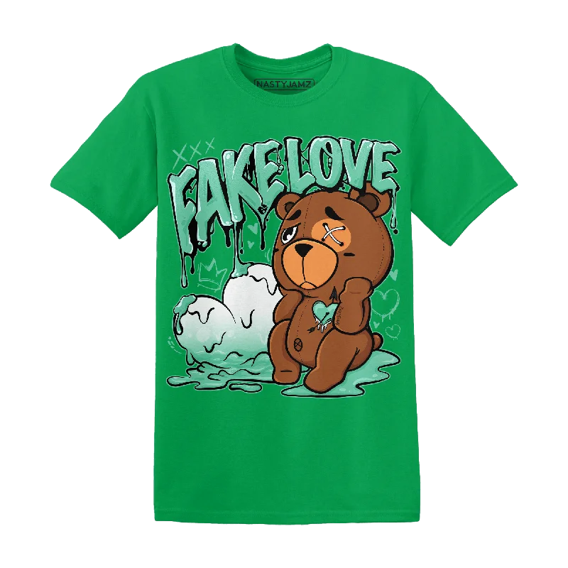 Women's T - shirt with a metallic - colored buttonNastyJamz High OG Green Glow 1s T Shirt Match Fake Love BER