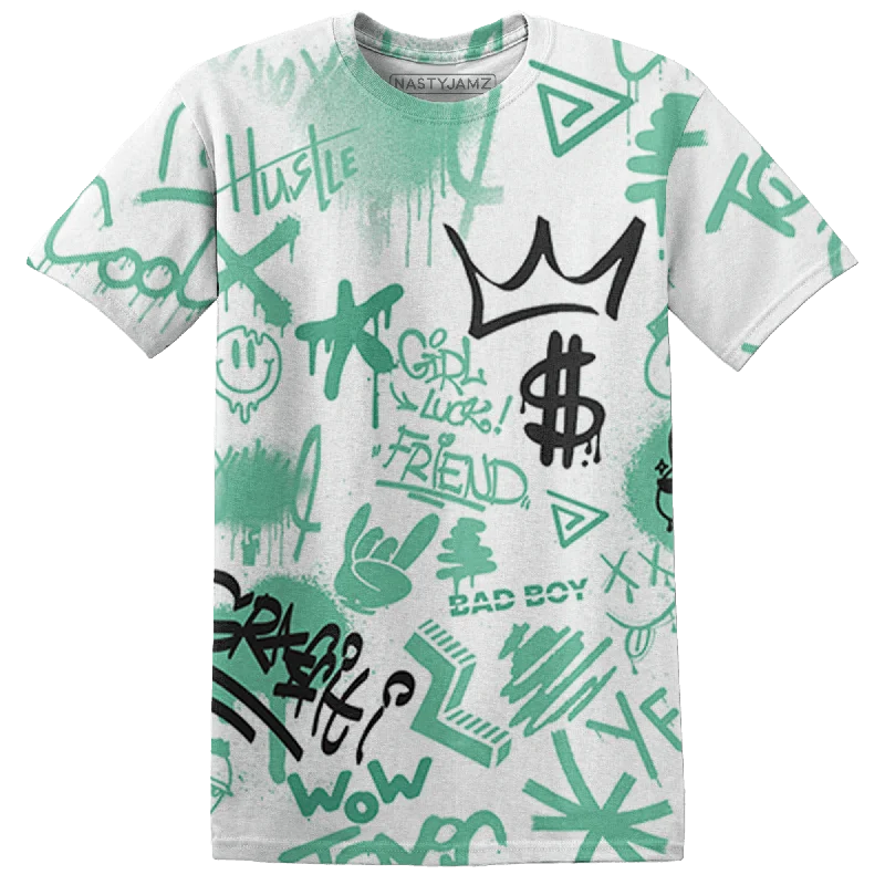 Women's T - shirt with a high - low hem and side slitsNastyJamz High OG Green Glow 1s T Shirt Match Graffiti King 3D All-Over Print Doodle Style