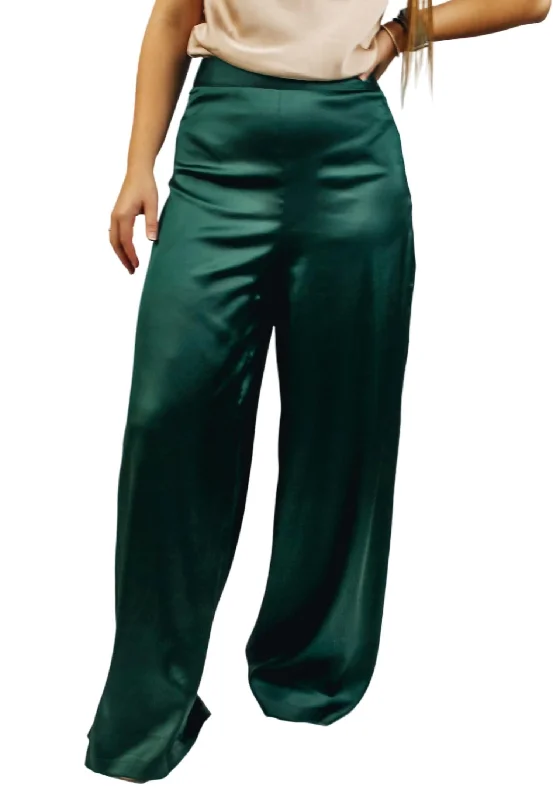 Belted pants for women to define the waistHigh Waist Wide Leg Pant In Hunter Green
