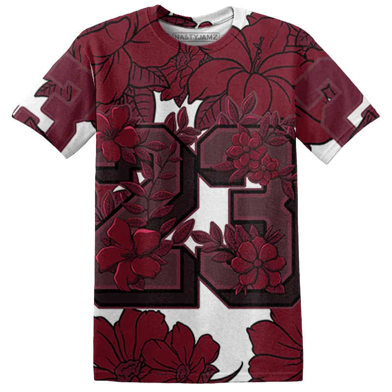 Color - blocked women's T - shirt for a bold statementNastyJamz High White Team Red 1s T Shirt Match 23 Floral 3D All-Over Print Flower