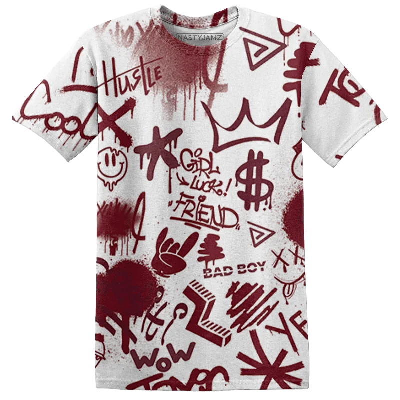 Printed women's T - shirt with animal printsNastyJamz High White Team Red 1s T Shirt Match Graffiti King 3D All-Over Print Doodle Style