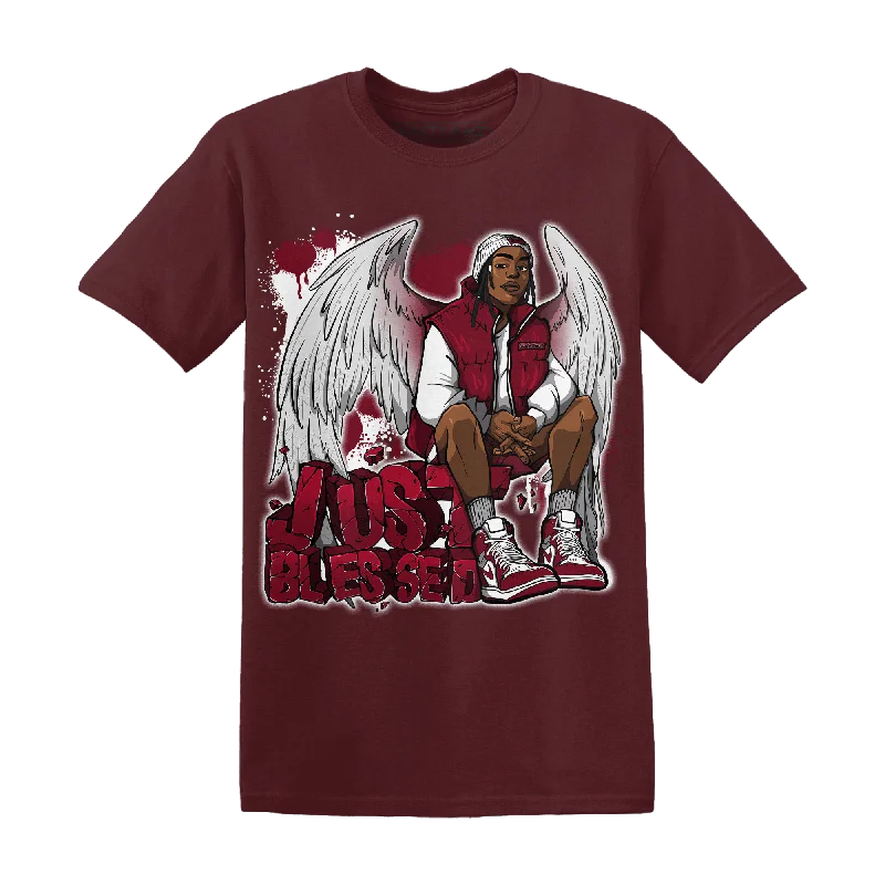 Women's T - shirt with a metallic - colored threadNastyJamz High White Team Red 1s T Shirt Match Just Blessed