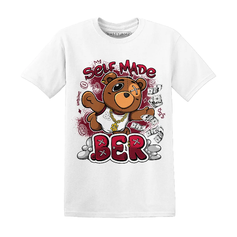 Printed women's T - shirt with a geometric - floral patternNastyJamz High White Team Red 1s T Shirt Match Self Made BER
