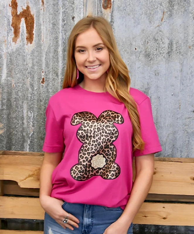 Sequined women's T - shirt for a glamorous occasionHoppy Leopard Bunny Tee