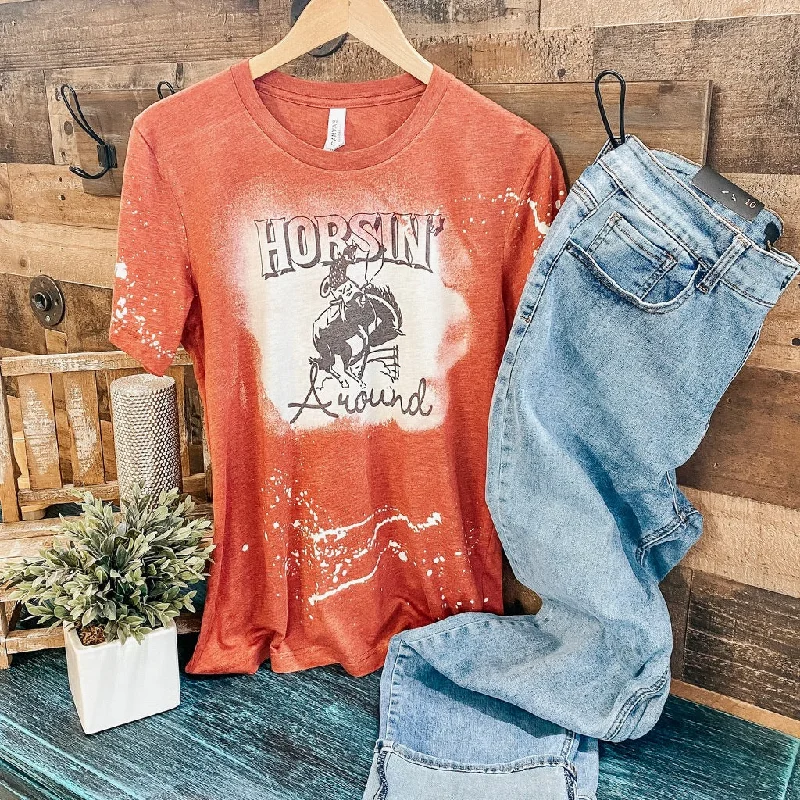 Women's T - shirt with a metallic - colored threadHorsin' Around Bleached Tee