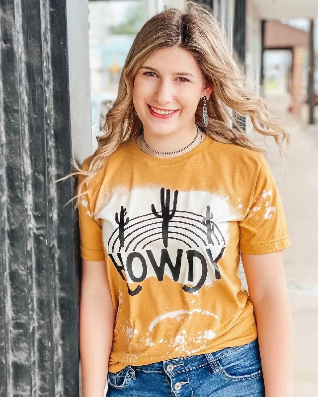 Women's T - shirt with a patch pocketHowdy Cactus Bleached Tee