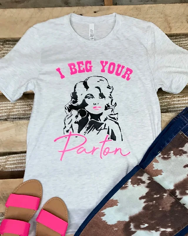 Long - sleeved women's T - shirt with a bell - sleeve designI Beg Your Parton Tee
