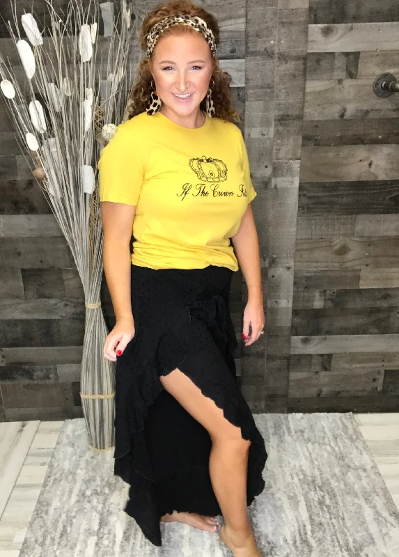Women's T - shirt with a fringed hem and a tassel - trimmed pocketIf The Crown fits Tee