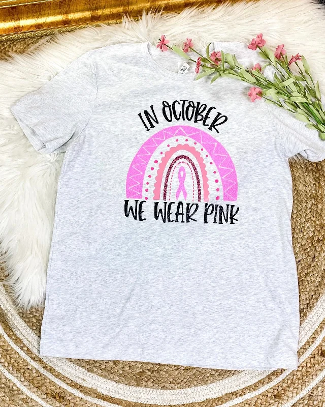 Women's T - shirt with a side slit for added styleIn October We Wear Pink