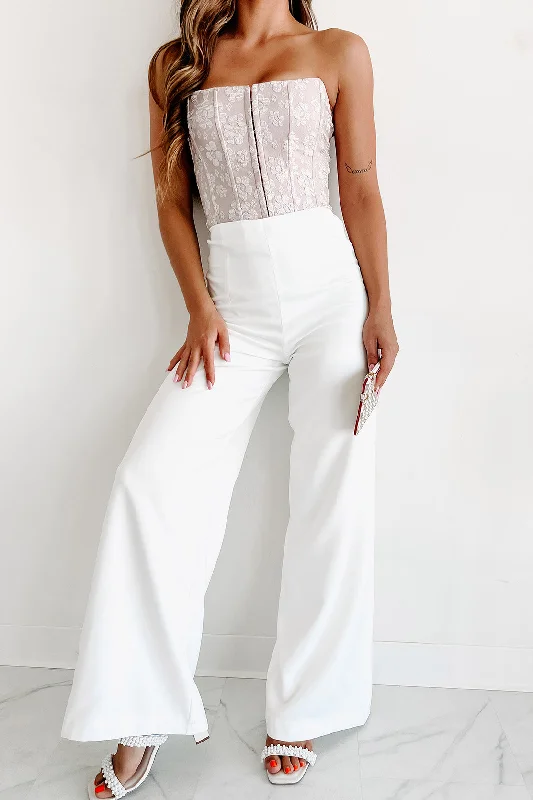 Thermal fleece - lined pants for women in winter warmthIn Sophisticated Company Wide Leg Pants (Off White)