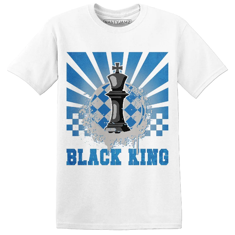 Women's T - shirt with a side slit for added styleNastyJamz Industrial Blue 4s T Shirt Match Black King Collection
