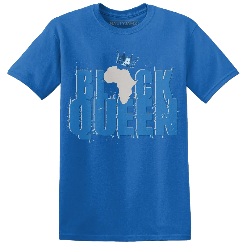 Women's lace - trimmed T - shirt for a delicate lookNastyJamz Industrial Blue 4s T Shirt Match Black Queen Crown