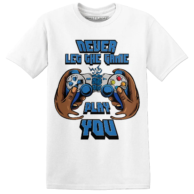 Cropped women's T - shirt with a ruffled hemNastyJamz Industrial Blue 4s T Shirt Match The Game Changer