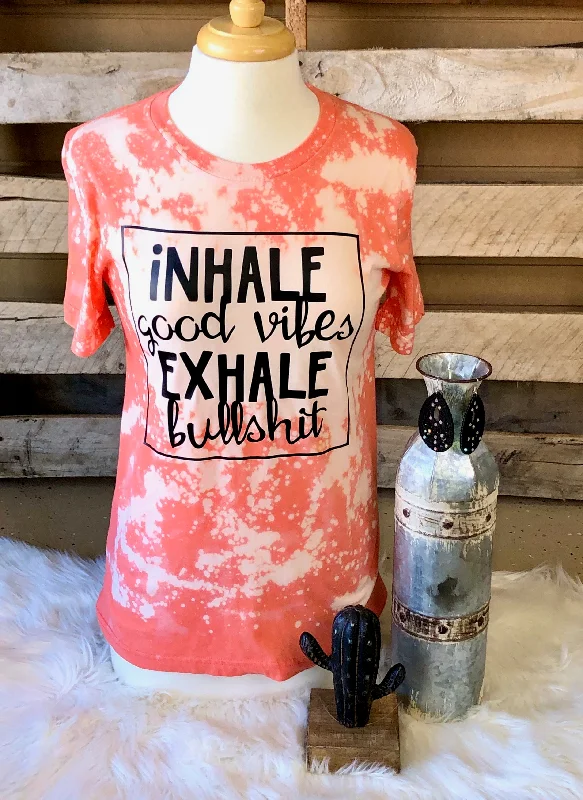 Women's T - shirt with a dropped - shoulder and wide - sleeve designInhale Good Vibes, Exhale Bullshit Tee