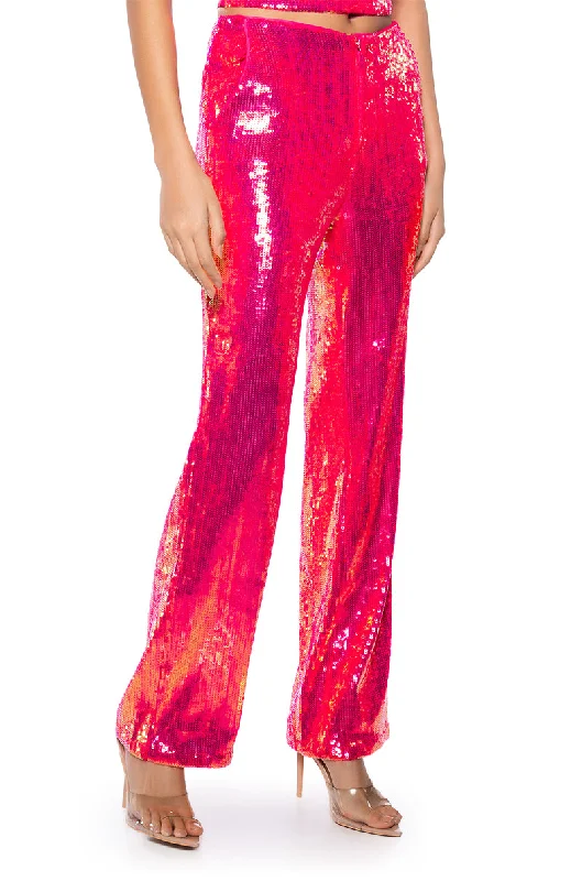 Solid color wide leg pants for women in a minimalist and stylish lookIRRESISTABLE GIRL SEQUIN WIDE LEG PANT