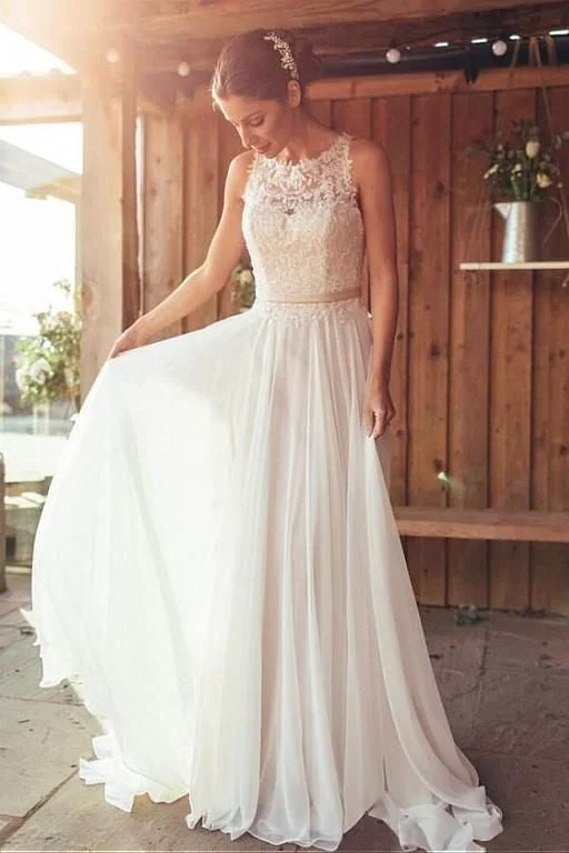 Satin - and - lace combination wedding dressIvory Beach Wedding Dress Lace Chiffon Skirt vestido de novia de playa Satin - and - lace combination wedding dressIvory Beach Wedding Dress Lace Chiffon Skirt vestido de novia de playa